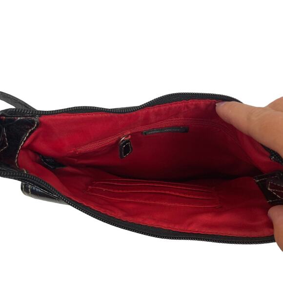 Nine West Black Patent Leather Crocodile Bag - Picture 4 of 6